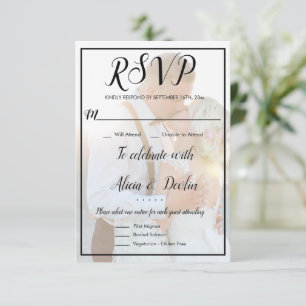 Moderna Elegante Tarjeta Rsvp Faux Vellum Overlay
