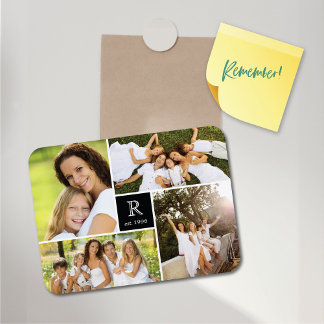Moderna familia cuadrada monograma imán de Collage