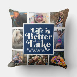 Moderna familia de vida en lago azul foto almohada