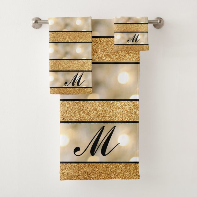 Moderna Faux Gold Purpurina Luz blanca Banda negra (In situ)