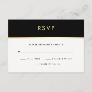 Moderna Faux Gold y Black Bat Mitzvah RSVP