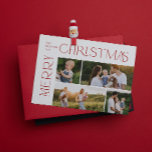 Moderna Feliz Navidad 4 Foto Tipografía Roja<br><div class="desc">¡Esta es la temporada para ser alegre! En esta temporada navideña, haz que tus celebraciones familiares sean especiales con esta tarjeta navideña moderna y festiva de navidad moderna para la tipografía roja fotográfica. La manera perfecta de enviar su amor y sus cálidos deseos a amigos y familia en esta temporada...</div>