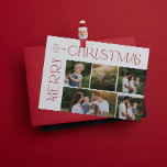Moderna Feliz Navidad 5 Foto Tipografía Roja<br><div class="desc">¡Esta es la temporada para ser alegre! En esta temporada navideña, haz que tus celebraciones familiares sean especiales con esta tarjeta navideña moderna pero festiva de navidad moderna 5 Fotografía de tipografía roja. La manera perfecta de enviar su amor y sus cálidos deseos a amigos y familia en esta temporada...</div>