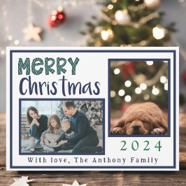Moderna Feliz Navidad Argyle Blue Green 3 Foto