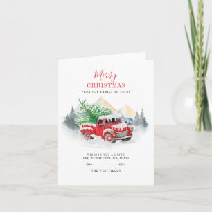 Moderna Feliz Navidad Camión Rojo Familia Rústica