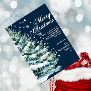 Moderna Feliz Navidad Elegante Script Fir de Nieve