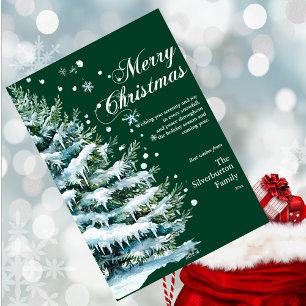 Moderna Feliz Navidad Elegante Script Fir de Nieve