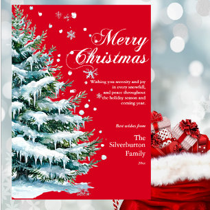 Moderna Feliz Navidad Elegante Script Fir de Nieve