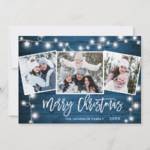 Moderna Feliz Navidad Rústica 3 Fotos Saludo