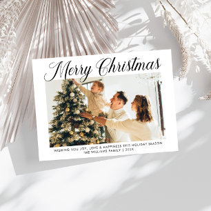 Moderna Feliz Navidad simple Script Photo family