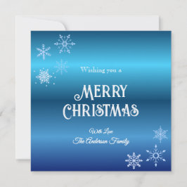 Moderna Feliz Navidad Snowflake Blue