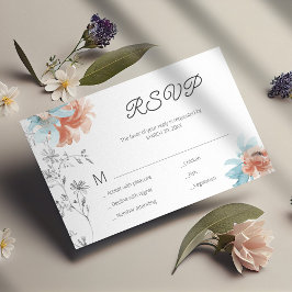 Moderna floral elegante tarjeta de boda mini RSVP