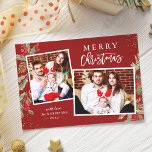 Moderna foto clásica roja y verde de navidad<br><div class="desc">Envíe sus deseos/mensajes a sus Navidades con estas tarjetas de fotos botánicas Mistletoe que incluyen Floral acuática y bayas con un pequeño contenedor de oro para destacar su mensaje de bienvenida. (1) Para una mayor personalización, haga clic en el enlace "personalizar adicional" y utilice nuestra herramienta de diseño para modificar...</div>