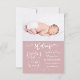 Moderna foto de bienvenida bebé anuncio de nacimie