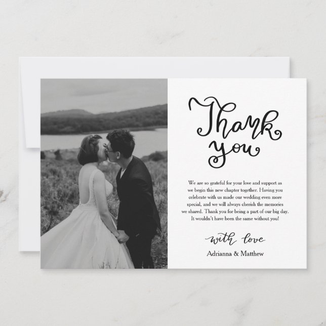 Moderna foto de Boda de guiones de agradecimiento  (Anverso)