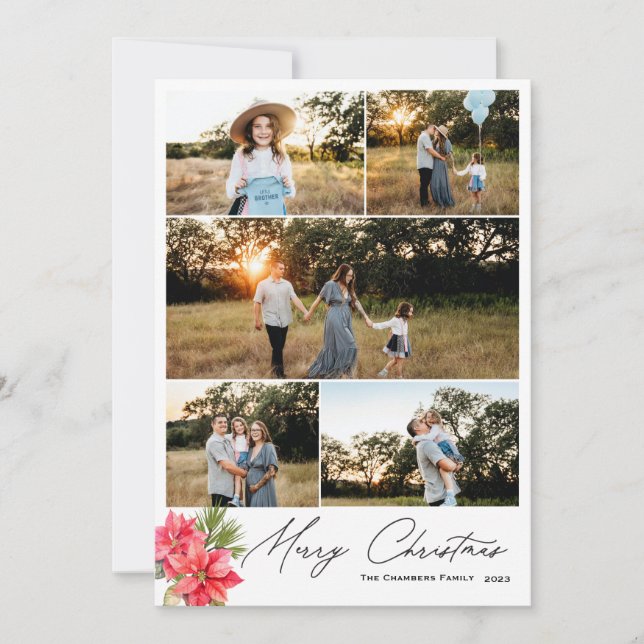 Moderna foto de cinco fotos Feliz Navidad Poinsett (Anverso)