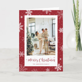 Moderna foto de copo de nieve rojo Feliz Navidad