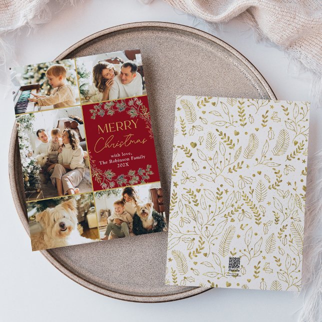 Moderna foto de oro rojo con tarjeta navideña navi (Subido por el creador)