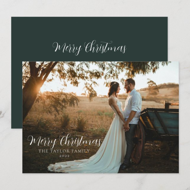 Moderna foto de pareja de Navidad boho elegante ve (Anverso / Reverso)