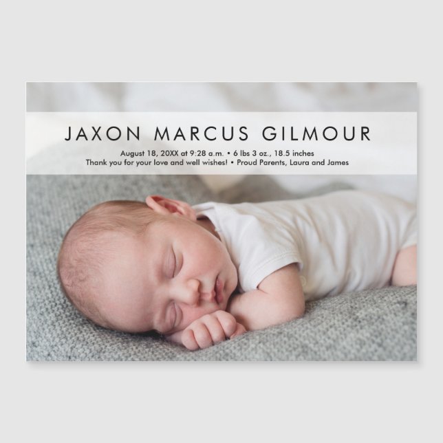 Moderna foto de un bebé nombre nacimiento de recié (Anverso)