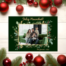 Moderna foto de verde botánico Feliz Navidad