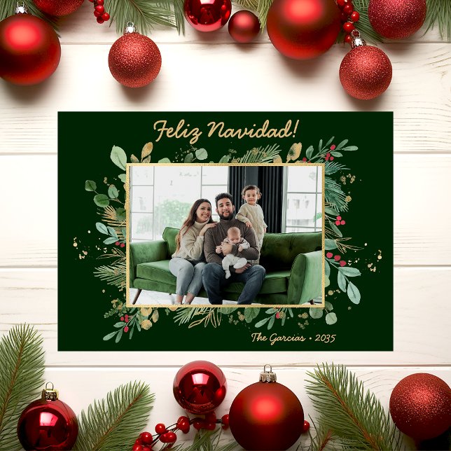 Moderna foto de verde botánico Feliz Navidad (Subido por el creador)