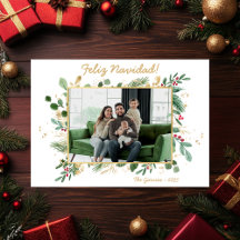 Moderna foto de verde botánico Feliz Navidad