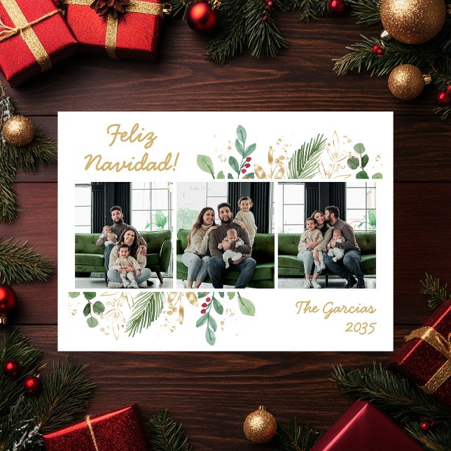 Moderna foto de verde botánico Feliz Navidad (Subido por el creador)