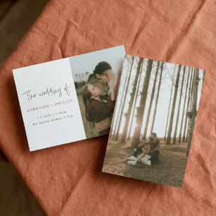 Moderna foto doble simple boda Invitación