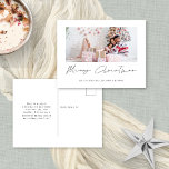 Moderna foto familiar Minimalista Feliz Navidad<br><div class="desc">Moderna foto de familia minimalista en Feliz Navidad. Feliz Navidad está en un elegante guión. Reemplace fácilmente la imagen de ejemplo con la suya propia y personalice con sus nombres y saludos en la parte posterior.</div>