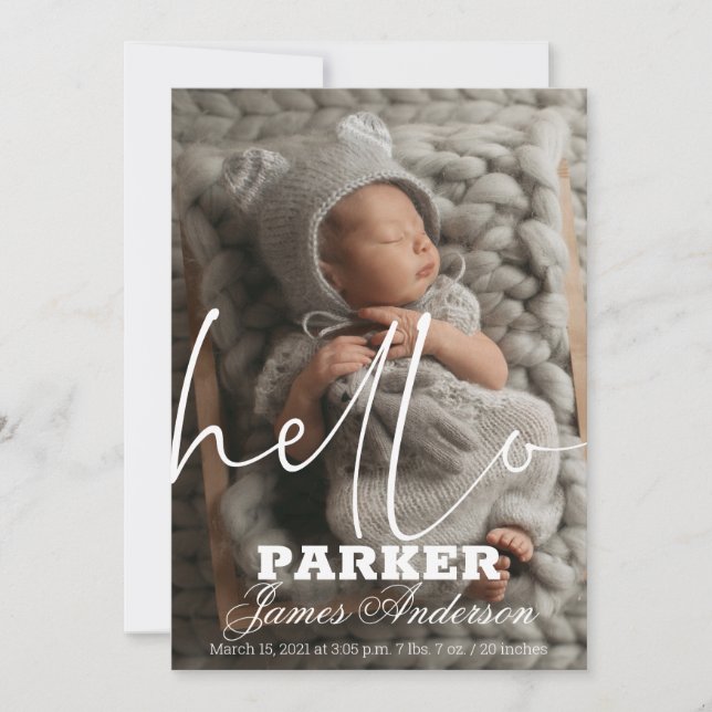 Moderna foto Hola Anuncio de nacimiento (Anverso)