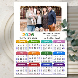 Moderna foto magnética del calendario colorido de 