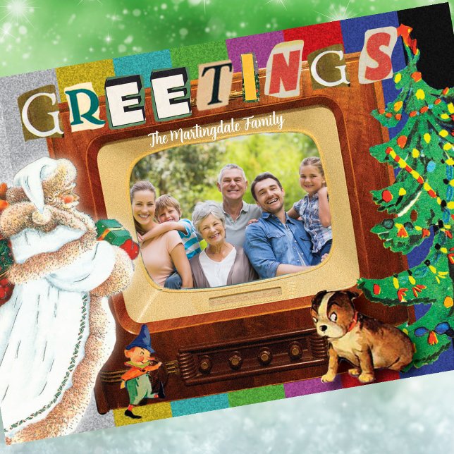 Moderna Foto Retro de Navidad Vacaciones (Holiday Greeting Card - Retro Modern Photo )