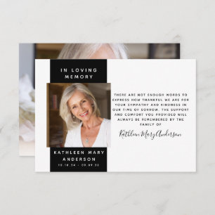 Moderna foto simpatía Funeral Gracias Nota
