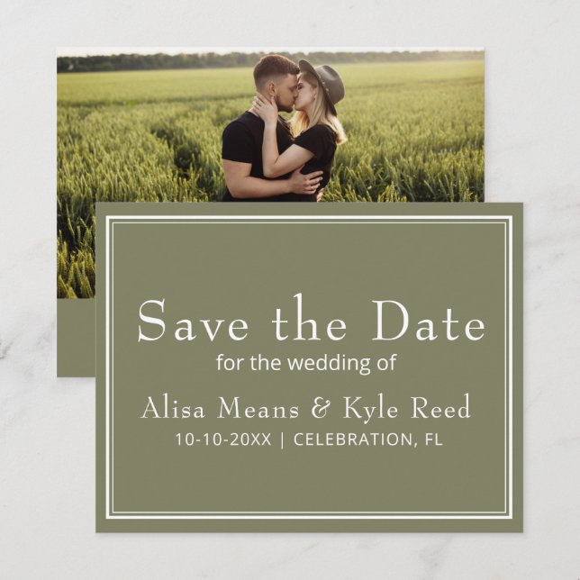 Moderna foto verde Minimalista de la frontera salv (Anverso / Reverso)