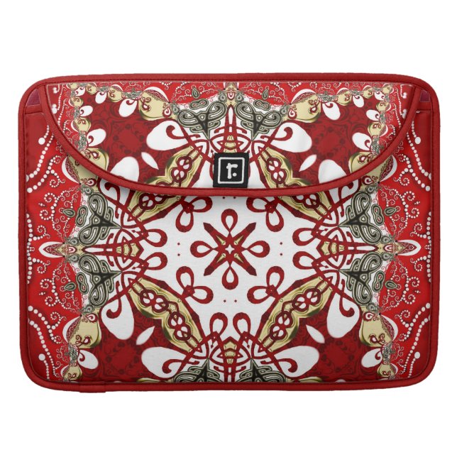 Moderna Funda Flap Rickshaw de Arte Batik Rojo (Frente/Bajo)