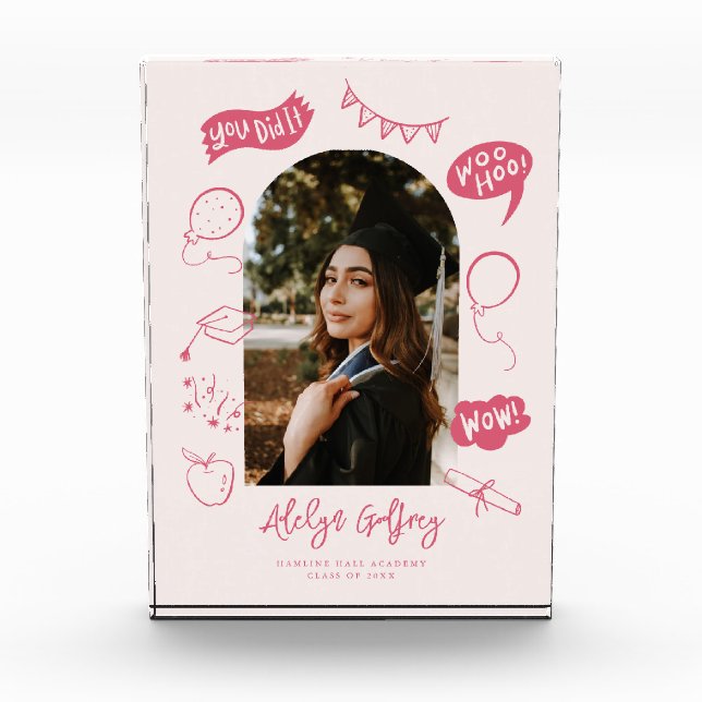 Moderna graduación de Doodle de Foto Pink Keepsake (Anverso)