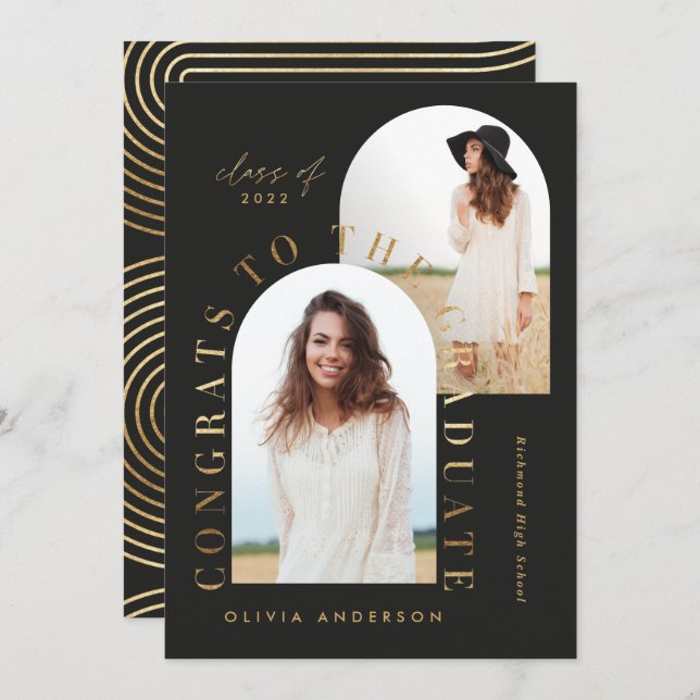 Moderna graduación geométrica multifoto en arco (Anverso / Reverso)