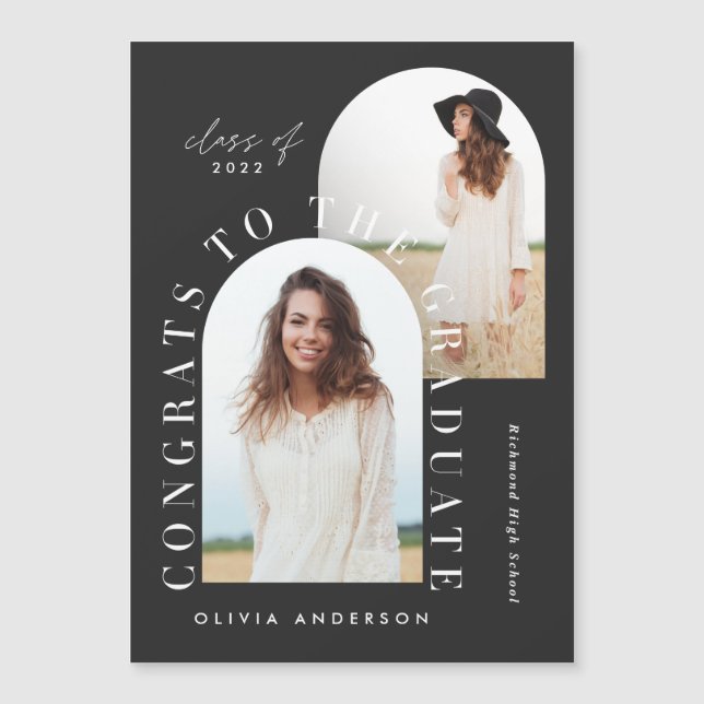 Moderna graduación multifoto en blanco y negro (Anverso)