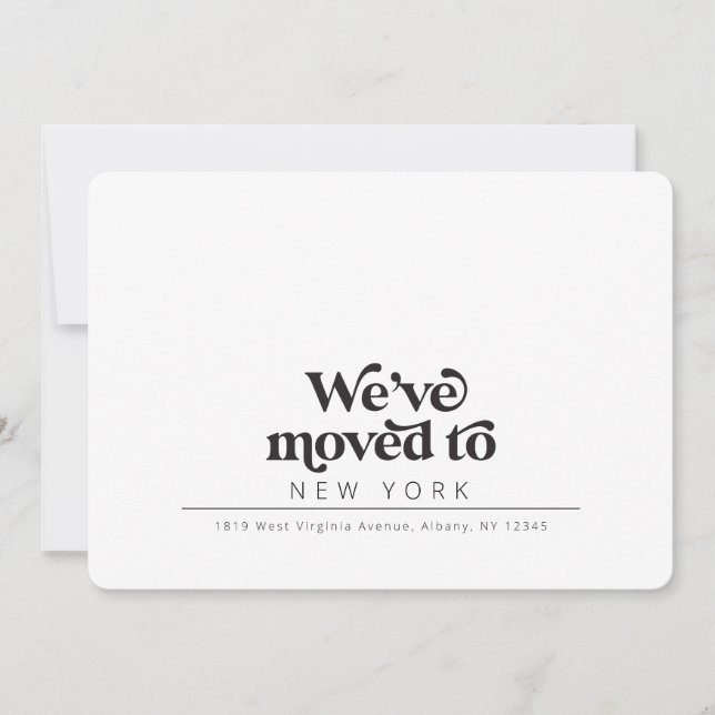 Moderna, hemos movido, simple invitación móvil (Anverso)