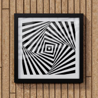 Moderna Ilusión Óptica Pared Arte Negro y Blanco