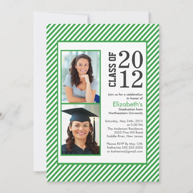 Moderna invitación a graduación de fotografías en  (Anverso)