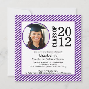 Moderna invitación a graduación de fotos en rayas