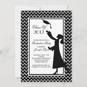Moderna invitación a graduación negra Silhouette G