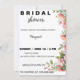 Moderna invitación a la ducha de novia floral