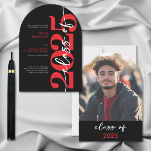 Moderna Invitación de Arco de Tipografía Roja