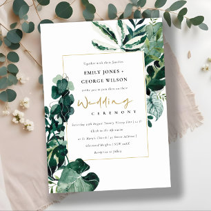 MODERNA INVITACIÓN DE BODA TROPICAL MONSTERA FOLIA
