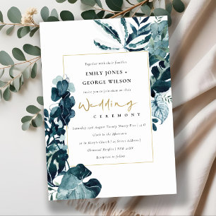 MODERNA INVITACIÓN DE BODA TROPICAL MONSTERA FOLIA