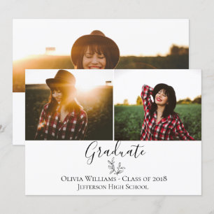 Moderna Invitación de foto de graduación botánica