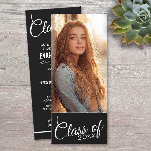 Moderna Invitación de fotografía y Fiesta de gradu (Classic Photo Graduation Announcement)